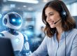 donna al customer care con vicino un robot